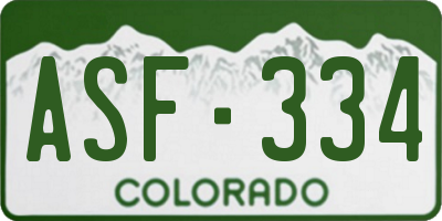 CO license plate ASF334