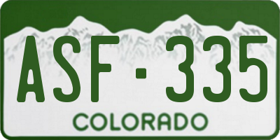 CO license plate ASF335