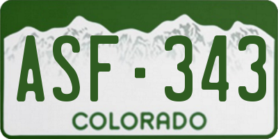 CO license plate ASF343