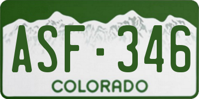 CO license plate ASF346
