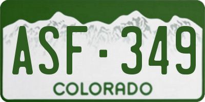 CO license plate ASF349