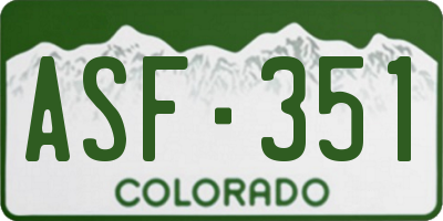 CO license plate ASF351