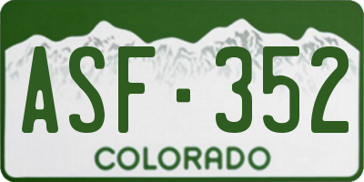 CO license plate ASF352