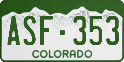 CO license plate ASF353