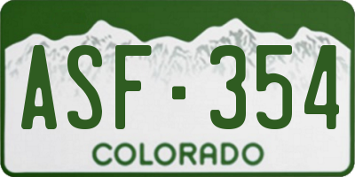 CO license plate ASF354
