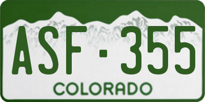 CO license plate ASF355