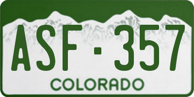 CO license plate ASF357