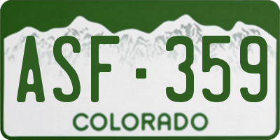 CO license plate ASF359