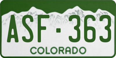 CO license plate ASF363