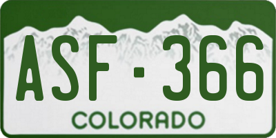 CO license plate ASF366