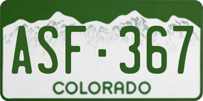 CO license plate ASF367