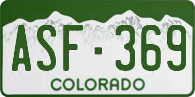 CO license plate ASF369