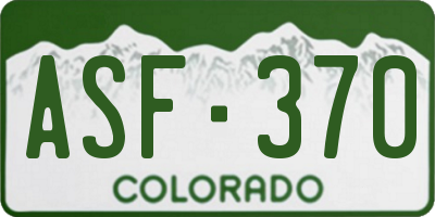 CO license plate ASF370