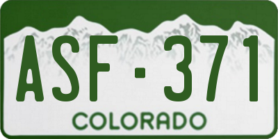 CO license plate ASF371