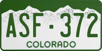 CO license plate ASF372