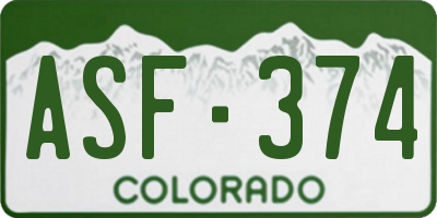 CO license plate ASF374
