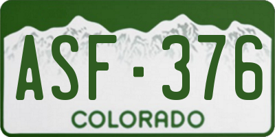 CO license plate ASF376