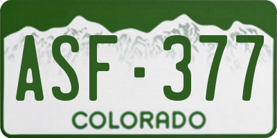 CO license plate ASF377