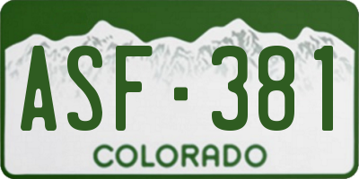 CO license plate ASF381