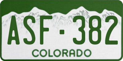 CO license plate ASF382