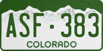 CO license plate ASF383