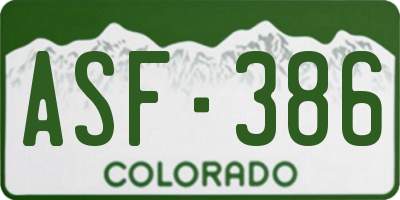 CO license plate ASF386