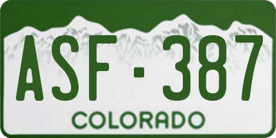 CO license plate ASF387
