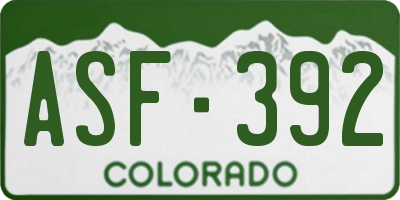 CO license plate ASF392