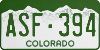CO license plate ASF394
