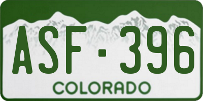 CO license plate ASF396