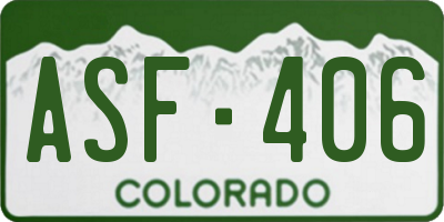 CO license plate ASF406