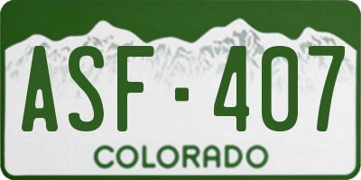 CO license plate ASF407