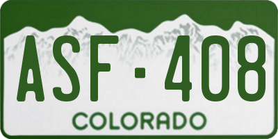 CO license plate ASF408