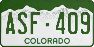 CO license plate ASF409