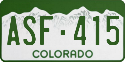 CO license plate ASF415