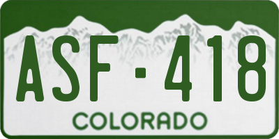 CO license plate ASF418