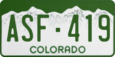 CO license plate ASF419