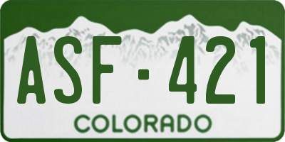 CO license plate ASF421