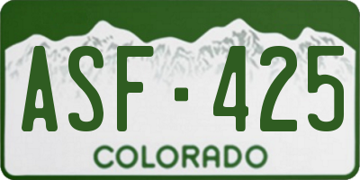 CO license plate ASF425
