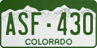 CO license plate ASF430