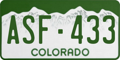 CO license plate ASF433