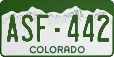 CO license plate ASF442