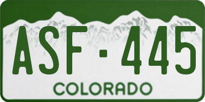 CO license plate ASF445