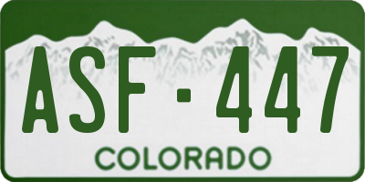 CO license plate ASF447