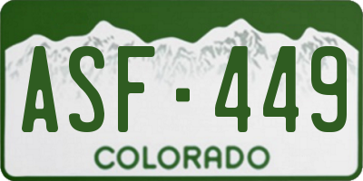 CO license plate ASF449