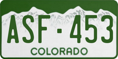 CO license plate ASF453