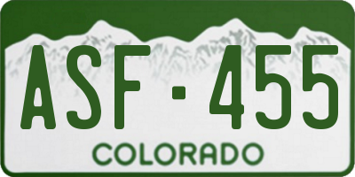 CO license plate ASF455