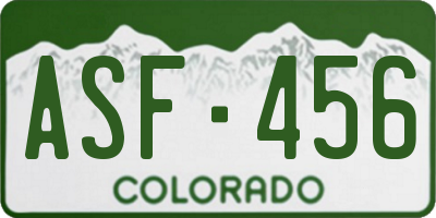 CO license plate ASF456