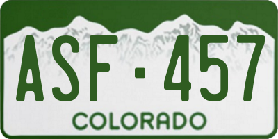 CO license plate ASF457
