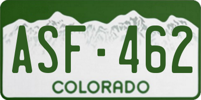 CO license plate ASF462